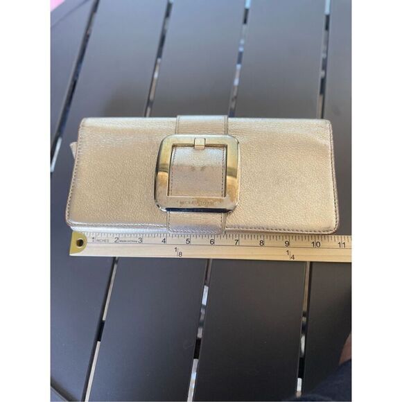 Michael Kors Sutton Gold Metallic Clutch - Picture 10 of 15